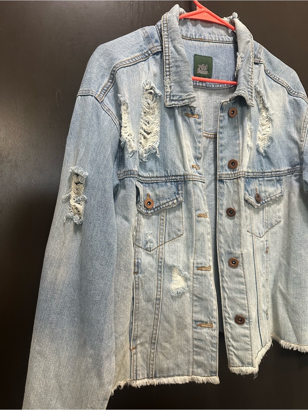 wild fable Light Blue Distressed Denim Jacket - Picture 4 of 5